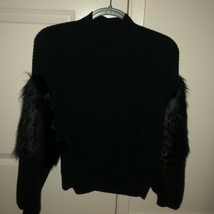Black faux fur sweater